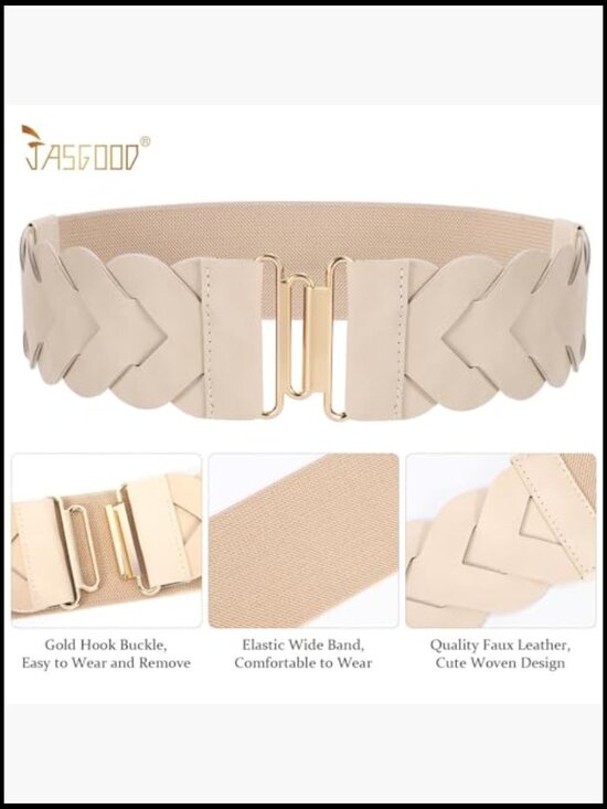 Vintage Stretchy Braided Waist Belt Wide Elastic Versatile Boho Chic Gold